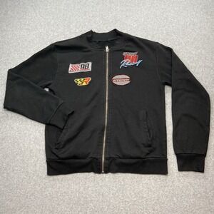 Social Scene Speedway Racing Embroidered Zip Black Sweater Youth Size M